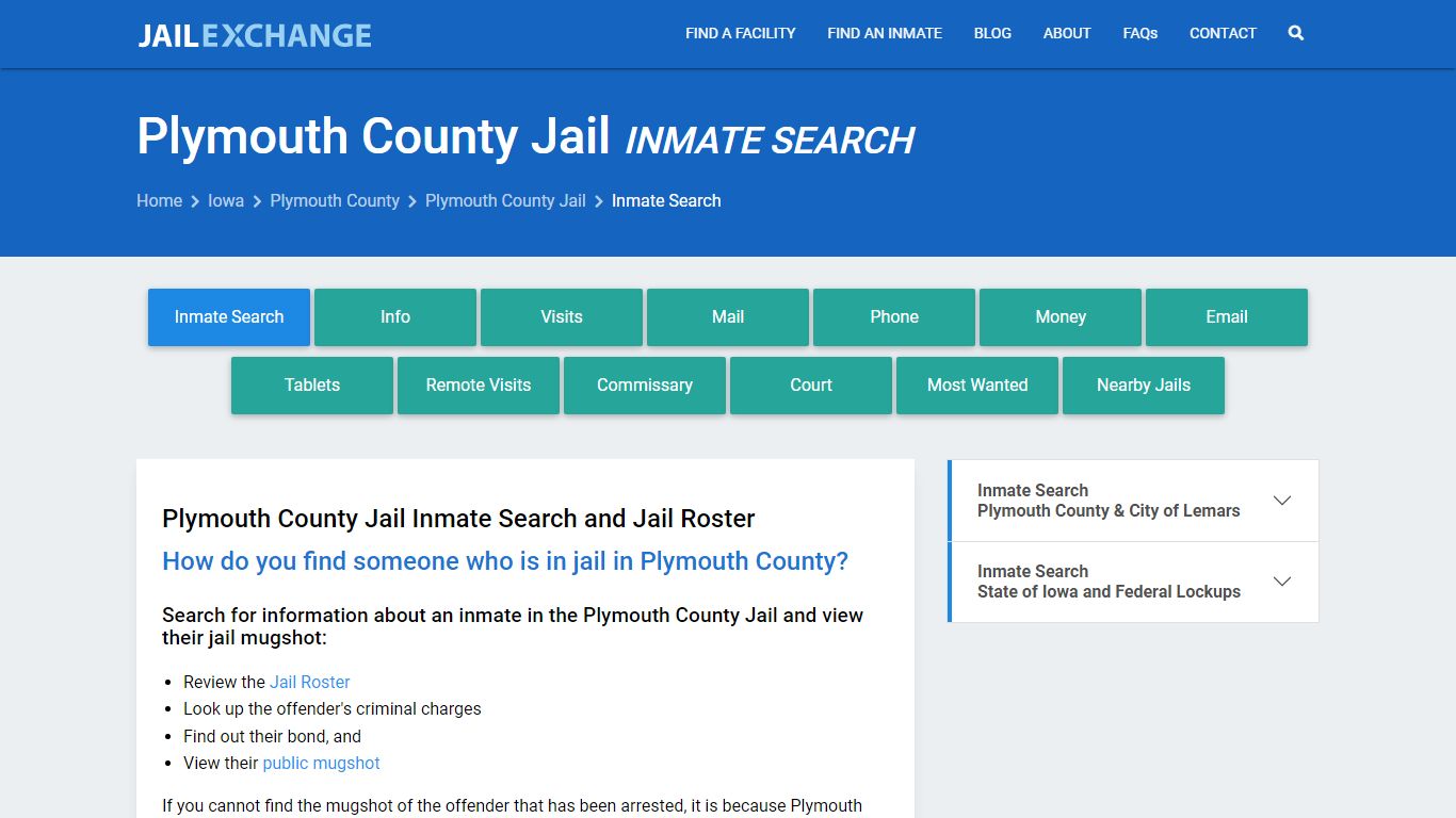 Inmate Search: Roster & Mugshots - Plymouth County Jail, IA